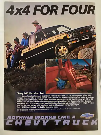 “Nothing works like a Chevy truck.” Dimensions : 8 inches wide by 11 inches high. In excellent condi...