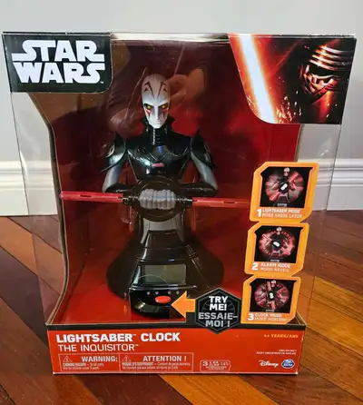 Star Wars Spin Master The Inquisitor Lightsaber Clock BRAND NEW, In Box, Mint Condition, Never Used...