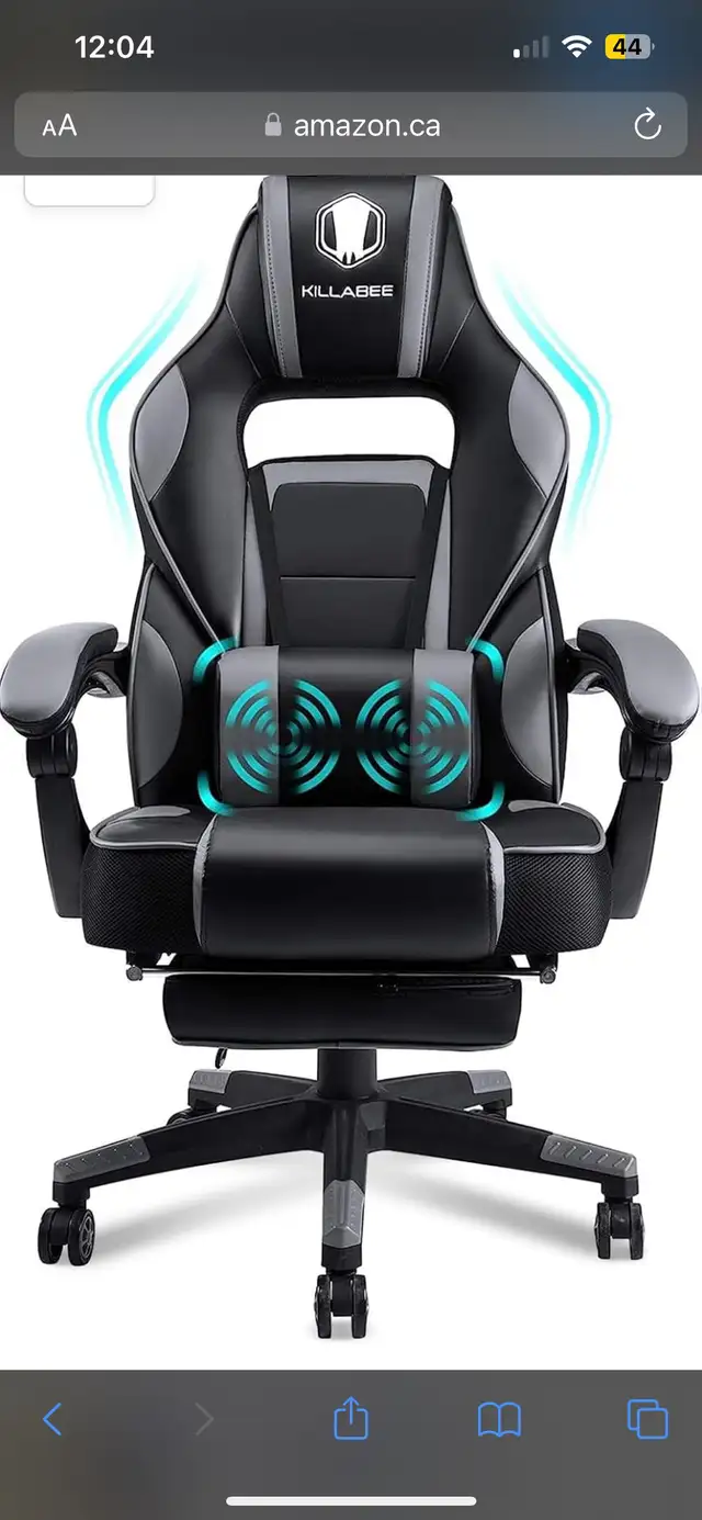 KILLABEE Massage Gaming Chair High Back PU Leather PC Racing in Chairs & Recliners in Markham / York Region - Image 5