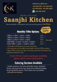 Saanjhi Kitchen's Tiffins delivered to your doorstep