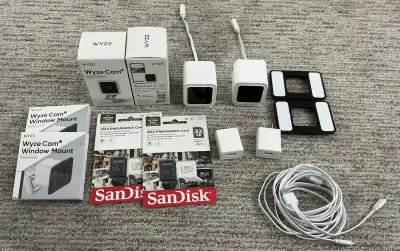 Wyze Cam v3, window mounts, microsd cards x 2, View more