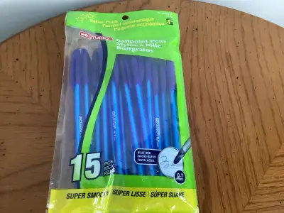 Get ready to write with these brand new Studio ballpoint pens! This value pack includes 15 blue ink...