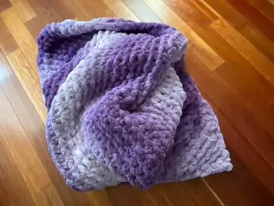 Hand Knit Chunky Chenille large Blanket Throw, View more