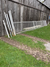 Metal fences with gate and posts 