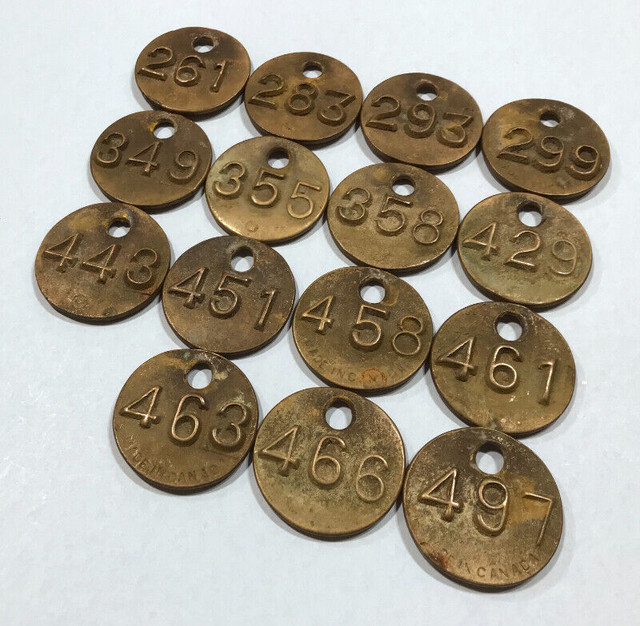 Cow tags - antique solid brass cow number tags for sale in Arts & Collectibles in Owen Sound - Image 2