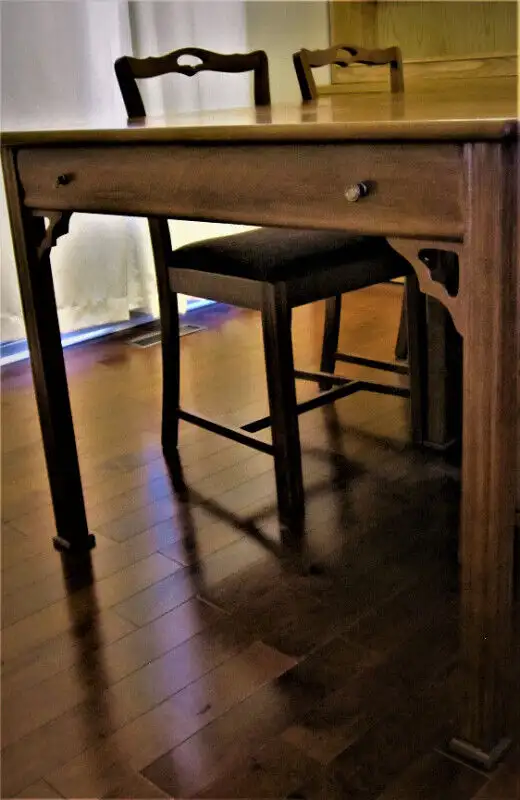 Mid-Century Teak Dining Table 6 Chairs Converts Into A Desk in Dining Tables & Sets in Markham / York Region - Image 3