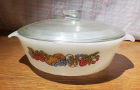 Vintage Anchor Hocking Fireking 14 Nature's Bounty with Lid