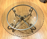40" Round glass Coffee Table with Scalloped Edge