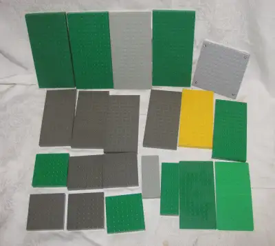Lot of Smaller Size Lego Baseplates - Green, Grey, View more