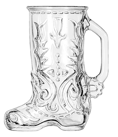 Vintage 80s Libbey Canada Embossed Glass Cowboy Boot Mug, View more