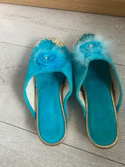 Women’s Turquoise Velvet House Slippers , View more