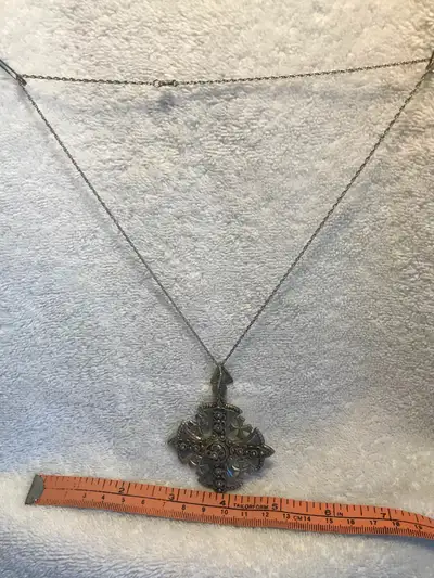 Vintage S/S 900 Maltese Cross Pendant and S/S Necklace, View more