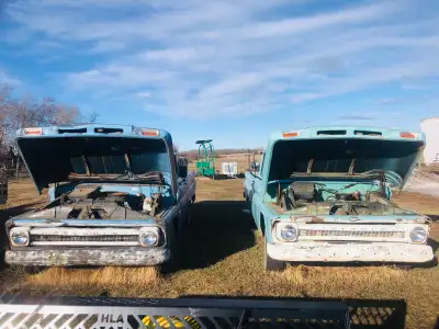 2- 1964 chev pickups. Neither are mint but both run. Both are fairly mechanically sound, newer brake...