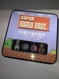 Super Mario Bros Checkers &  Tic Tac Toe Game in Collectors Tin