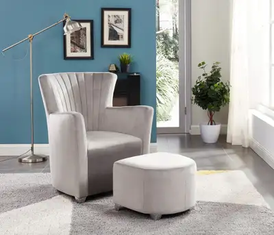 Brassex Sorrento Accent Chair & Ottoman in grey or black, View more