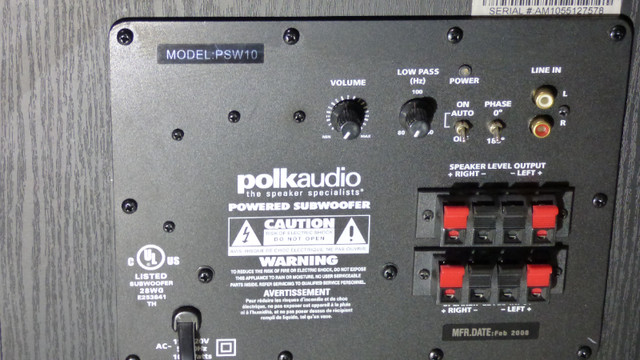 Subwoofer Polk Audio PSW10 dans Haut-parleurs  à Rimouski / Bas-St-Laurent - Image 2