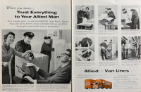 1960 Allied Van Lines Large 2-Page Original Ad