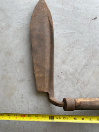 Vintage Primitive Hand Sickle USA Made Very Old Blade Wood handl