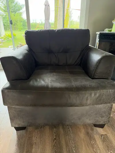 Faux Suede Couch and Chair, View more