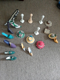 Miniature shoes, hats, purse