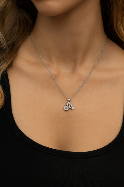 Sterling Silver Bicycle Pendant Necklace for Women, View more