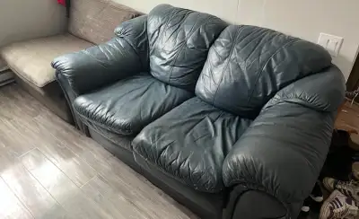 Navy Blue Leather Couch for Sale, View more