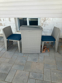 Celle wicker outdoor 3 piece bistro set with cushions