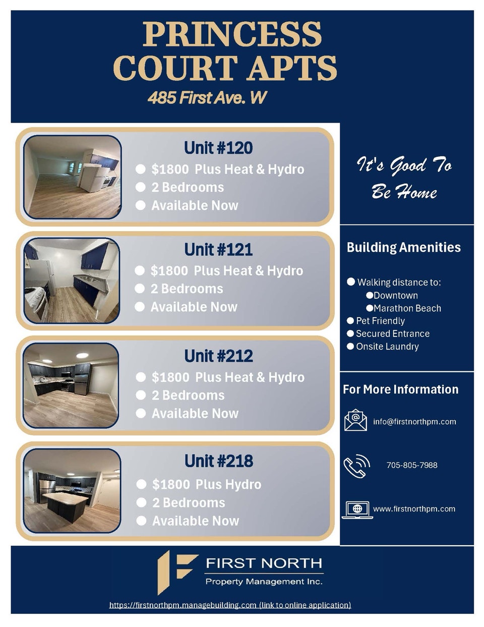 Available Immediately North Bay 1