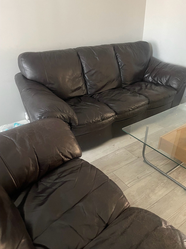 Leather Couch & Loveseat in Couches & Futons in Barrie