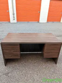Straight desk double side drawers.