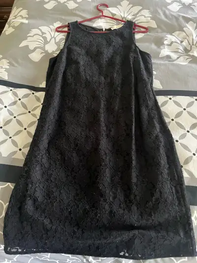 Michael Kors Black Lined Lace Dress Size 10 Zippered Back, View more