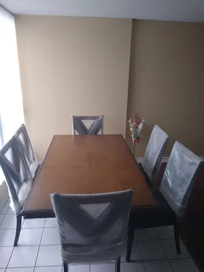 DINING ROOM TABLE AND 6 CHAIRS NEW NEVER USED NO SMOKING/PETS, View more