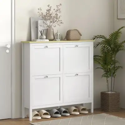 Entryway Shoe Storage Cabinet with 4 Flip Drawers, Adjustable, View more