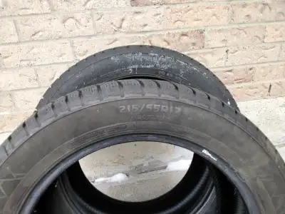 2 Motomaster winter tires, size 215/55R17. Used, in good condition with solid trezd remaining. Outer...