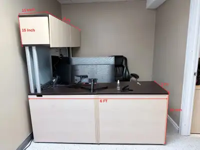 Selling a 6 ft office desk / reception-style workstation, View more