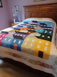 Newfoundland Houses on the Hills Pattern. Queen size Quilt