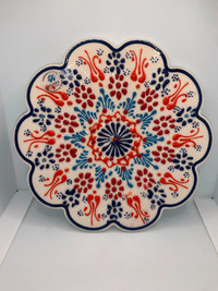 Ceramic Trivet 7in Tile - Decorative Coaster, Handmade Turkish
