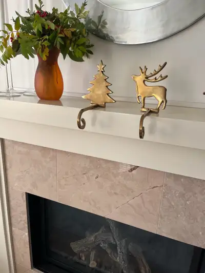 Vintage Solid Brass Stocking Holders, View more