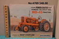 Annonce tôle métal tracteur Allis-Chalmers WD-45.  Repro