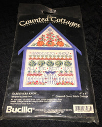 Vintage Bucilla Counted Cottages "Gardener's Know" Cross Stitch