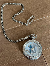 Attack on Titan Survey Corps silver pocket watch.