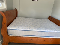 Queen Sleigh Bed with mattress and box spring