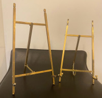 2 vintage brass foldable 10” easels/ stand .