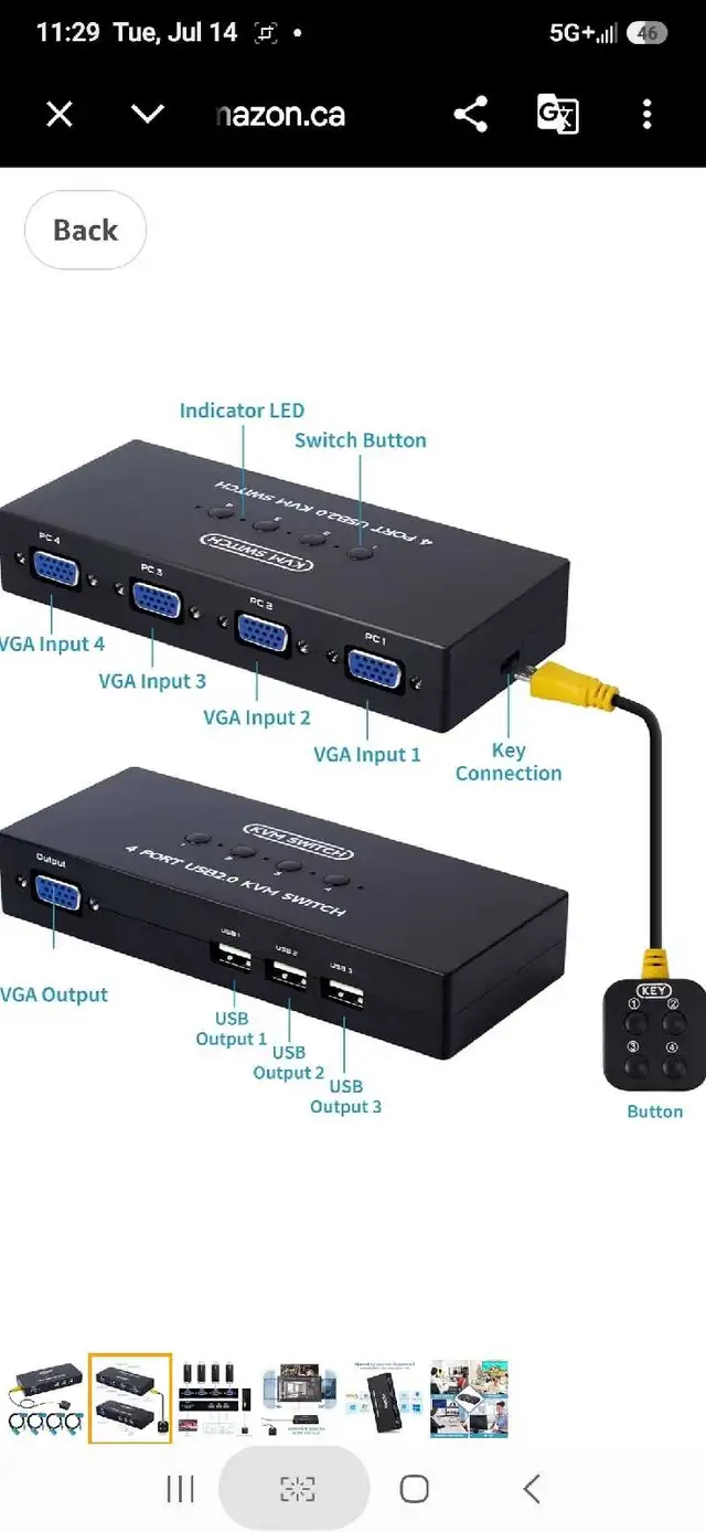 VGA KVM Switch 4 Port, USB VGA KVM Switcher for 4 Computers Sha in Cables & Connectors in Markham / York Region - Image 3