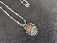 HANDMADE necklace w/lovely red pendant + thick chain **Unique**