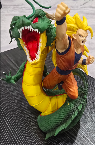 Dragon Ball Z Super Saiyan 3 Goku with Green Shenron Statue, View more