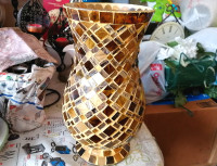 BEAUTIFUL MOSAIC GLASS VASE 12"