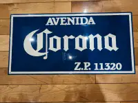 Corona Avienda ZP 11320 Beer Advertising Bar Sign Tin 24” X 12"