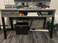 Desk with storage and electrical outlet and usb ports