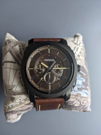 Men's Brown and Black Fossil Watch
